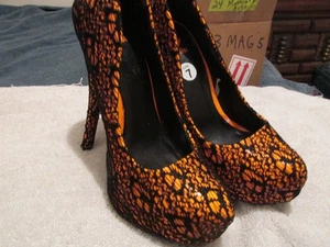 Neu schwarz & orange 5" Stiletto hoher Absatz 1" Plateauschuhe DAMEN Größe 7 HALLOWEEN - Bild 1 von 4