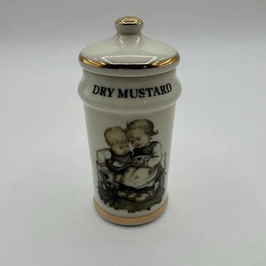 Tarro de especias de cerámica MJ Hummel 1987 “mostaza seca” ARS AG Japón usado en excelente estado - Imagen 1 de 7