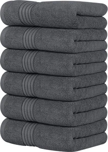 6 Piece Premium Hand Towels Set, 16 by 28 inches, 100% Ring Spun Cotton, Ligh... - Picture 1 of 9