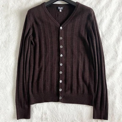 Dolce Gabbana шерсти трикотажа логотип нашивка кардиган размер 46 коричневый сделано в Италии - Изображение 1 из 4