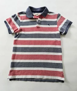 LOGG Boys Shirt Size 8-10 Red, White and Blue Cotton Striped Polo style Preppy - Picture 1 of 5