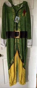 Buddy The Elf One Piece Pajamas Halloween Costume Adult Size L Zipper Fleece - Picture 1 of 6