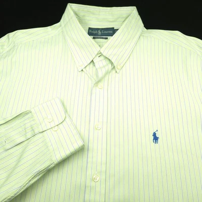 Camisa de vestir Polo Ralph Lauren para hombre 18 36/37 verde blanco azul calce clásico -pony Foto 1 de 4