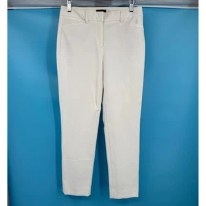 White House Black Market Womens 2 The Slim Ankle Pants Mid Rise Ivory Career - Picture 1 of 8