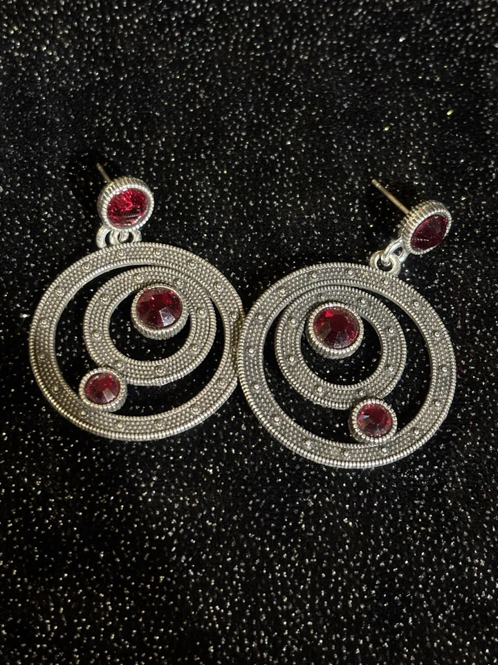 Brighton Red Crystal Hoop Earrings - Image 1 of 4