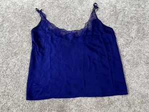 Victoria's Secret Camisole Womens Medium Purple Silk Lace Trim Tank Top Lingerie - Picture 1 of 5