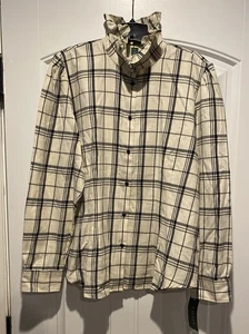 Lauren Ralph Lauren Button Down Hemd Damen XL kariert Rüschenkragen neu Etikett - Bild 1 von 6