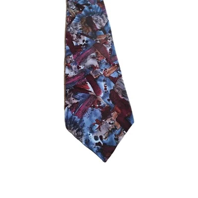 Corbata de seda J. Garcia "The Bird Collection Six" abstracta azul/borgoña/gris  Foto 1 de 3