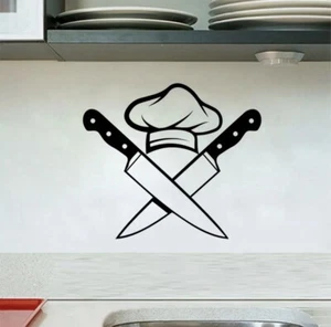Kochmütze Messer Wandtattoo Küche Wand Akzent Aufkleber Sticker Kostenloser Versand Verkauf - Bild 1 von 1