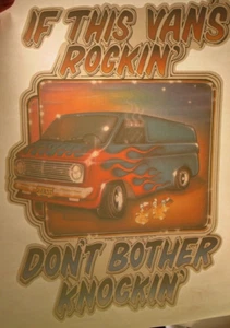 IF THIS VANS A ROCKIN DON'T BOTHER KNOCKIN' FERRO DA STIRO VINTAGE ANNI 70 SU TRASFERIMENTO B-21 - Foto 1 di 2