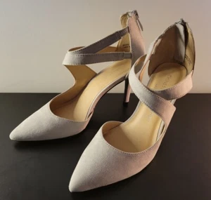 Chinese Laundry Los Angeles Heels Straps Zipper Raspberry Grey Size 6.5M/37 NIB - Picture 1 of 9