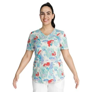 Scrubstar Disney Ariel The Little Mermaid Nurse Uniform Scrub Top - Picture 1 of 1