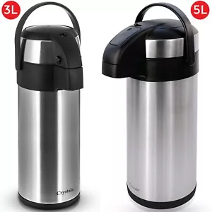 3L/5L LIT STAINLESS STEEL AIRPOT HOT TEA COFFEE DRINKS VACUUM FLASK JUG PUMP NEW - Picture 1 of 19