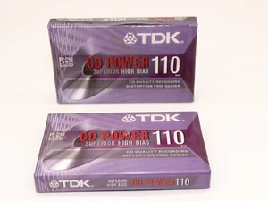 2 New TDK CD Power High Bias 110 Cassette Tape NIP - Picture 1 of 2