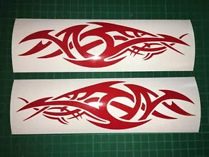 (X2) Tribal Flames Aufkleber Aufkleber Motorrad Tankhelm 220x65mm glänzend rot - Bild 1 von 9