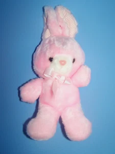 Vintage Animal Fair Pastel Pink Bunny Rabbit Stuffed Plush Polka Dot Ears - Picture 1 of 4