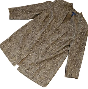 Macy's Karen Scott Jacke Paisley Trench taupe leicht 24W neu mit Etikett 79 $ - Bild 1 von 11