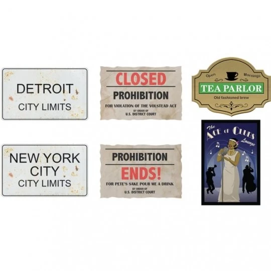 Prohibition Paper Cutouts Roaring 20's 4 Pack 11" to 14" Wall Decorations - Image 1 of 1