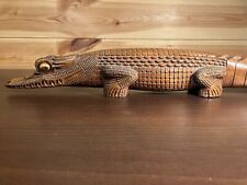 Vintage 70s Sepik River Papua New Guinea 46cm Carved Crocodile Wooden Sculpture 