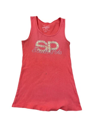 Женский South Pole Y2K гранж эмо со стразами графический Майка светло-оранжевый L недостаток - Изображение 1 из 4