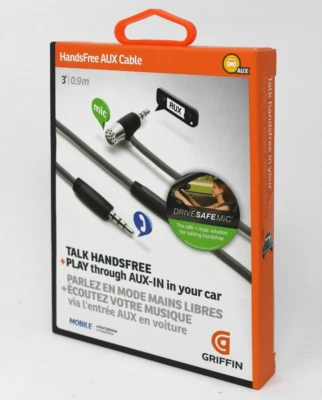 NEW GRIFFIN Audio Hands-free Microphone AUX Cable Play Car Stereo - Image 1 of 4