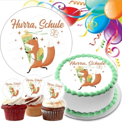 Einschulung Schule Tortenaufleger Muffin Party Deko Geschenk essbar Schulkind - Bild 1 von 4