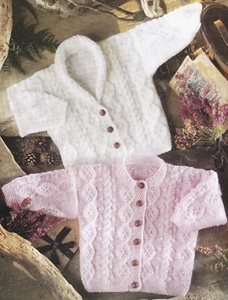 Aran Cable Girl Boy Jumper cardigan Toddler copy Pattern 8 ply 46-66 cm - Picture 1 of 2