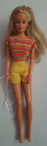 Barbie Doll 1991 Twist Turn Bendable Leg Blonde Yellow Shorts Crop Top Vintage - Picture 1 of 4