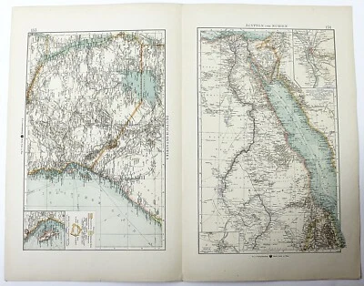 Mapa Alemán de África Oriental 1898 Egipto y Nubia Litografía a Todo Color 18 x 23 Foto 1 de 3