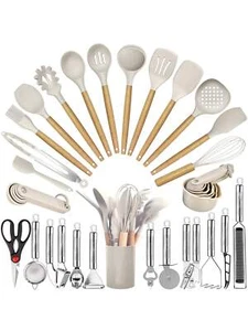 Kitchen Utensils Set- 35 PCs Cooking Utensils With Grater,Tongs, Spoon Spatula - Picture 1 of 7