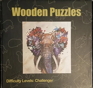 wooden jigsaw Elephant puzzles for adults kids, unique irregular shaped puzzles - Picture 1 of 2