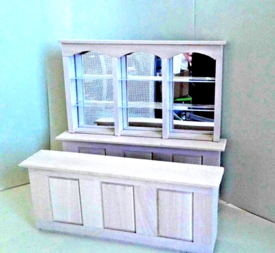Dollhouse Miniature 3 pc Bar Mirrored Back 8 1/2" long unfinished basswood 1:12 - Image 1 of 4