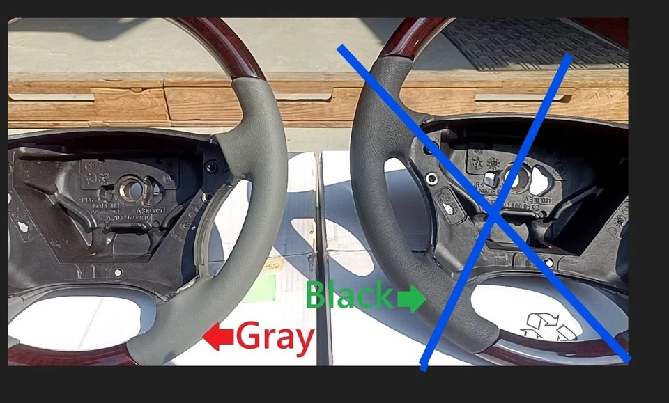 2001-07 for Mercedes C230 C240 C280 C350 W203 Steering Wheel Walnut Gray Leather - Image 1 of 4