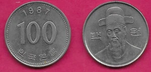 SOUTH KOREA 100 WON 1987 VF-XF ADMIRAL Yi SUN-SIN (1545-1598),KOREA'S NATIONAL H - Picture 1 of 1