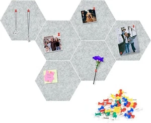 Tikea Hexagon Felt confezione da 6 bacheche grigio chiaro con spille di sicurezza - Foto 1 di 1