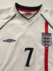 England mens 2001-03 football shirt Umbro Beckham 7 XL white LSHTA135 - Picture 1 of 9