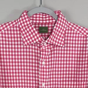 Sid Mashburn Men’s Pink Gingham Spread Collar Dress Shirt Size Large #A5 - Picture 1 of 7