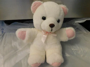 Vtg 1991 Searsucker Pink Paws White TEDDY BEAR Cub Luv N’ Care 9” Toy Rare EUC - Picture 1 of 5