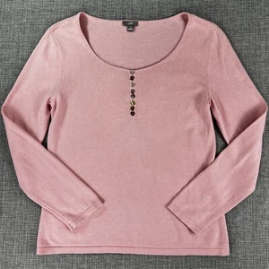 Suéter Jill Mujer M Rosa Pastel Abulón Concha Botones Algodón Clásico - Imagen 1 de 12