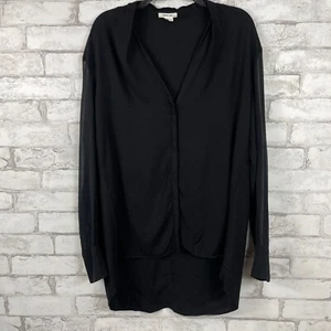 HELLMUT LANG Women's Black Sheer Long Sleeve Button-Down Top LARGE - Picture 1 of 10
