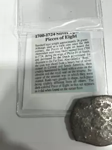 Spanische "Piece of Eight" Silber Cob Münze (6,8 Reales) von 1724 Schiffbruch Akeren - Bild 1 von 4