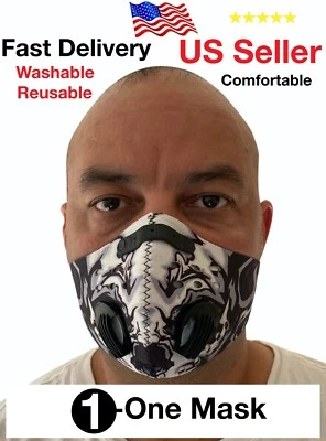 Cycling Half Face Mask Active Carbon Filter Breathing Valves Washable Face Mask - Image 1 of 4
