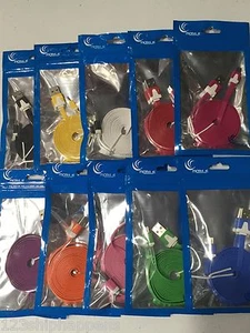 FLAT NOODLE MICRO USB Data Sync Charger Cable FOR android smart phones lg htc - Picture 1 of 18