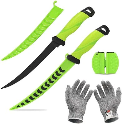 Filetiermesser Fisch Angelmesser Filiermesser mit Messerschärfer Klinge12.5-22CM