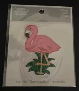 Flamingo Embroidered Iron On Applique Patch 3.5" Crafts Sewing - Picture 1 of 1