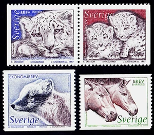 SWEDEN 1997 WILD ANIMALS, HORSES Sc 2219-2222 MNH - Picture 1 of 1