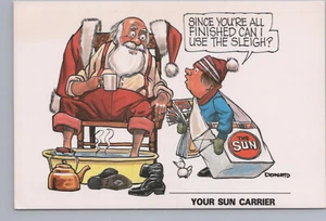 The Sunday Sun 1990 Carrier Collection Schedule Calendar Card, Santa & Paper Boy - Bild 1 von 2