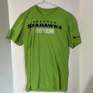NIKE Dri-Fit SEATTLE SEAHAWKS Spell Out NEON GREEN NFL FOOTBALL T-SHIRT SMALL - Picture 1 of 8
