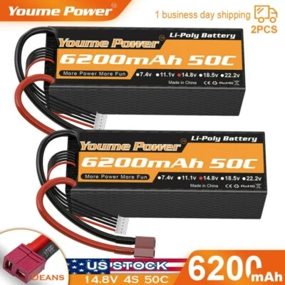 Batería LiPo de 14,8 V 4S 6200 mAh estuche rígido decanos para coche de radiocontrol camión buggy carreras 2 un. Foto 1 de 4