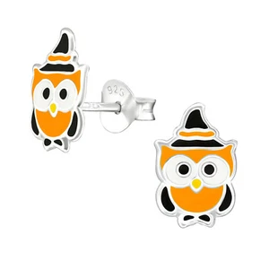 Halloween Eulen Ohrringe aus 925 Silber für Mädchen Damen Kinder - Bild 1 von 5